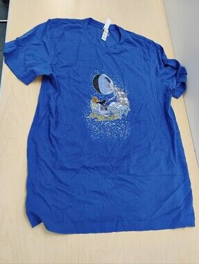 Star Wars Christmas Mashup Blue Men's Graphic Tee Darth Vader Death Star Size L